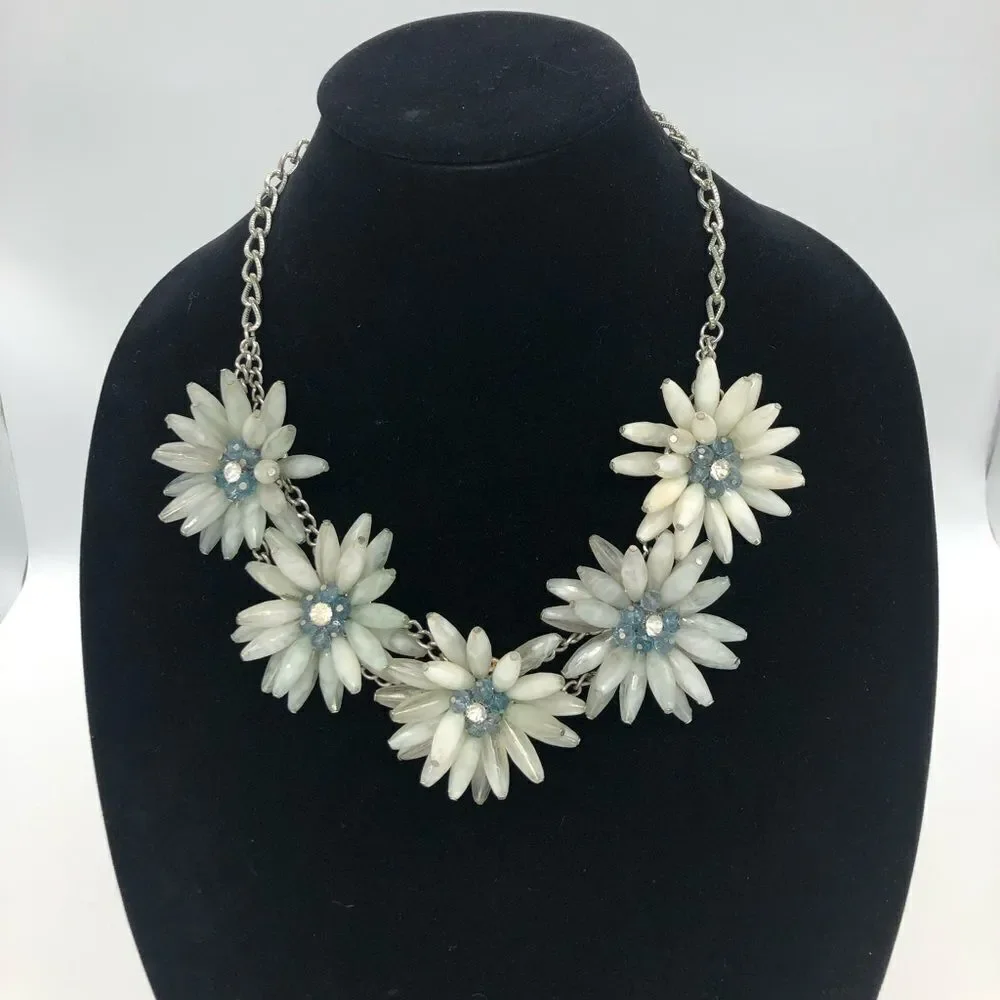 Statement Necklace w/ Crystals & Glass Beads